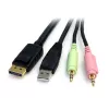 StarTech.com 6 pėdų 4-in-1 USB DisplayPort KVM komutatoriaus kabelis su garsu ir mikrofonu