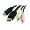 StarTech.com 6 pėdų 4-in-1 USB DisplayPort KVM komutatoriaus kabelis su garsu ir mikrofonu