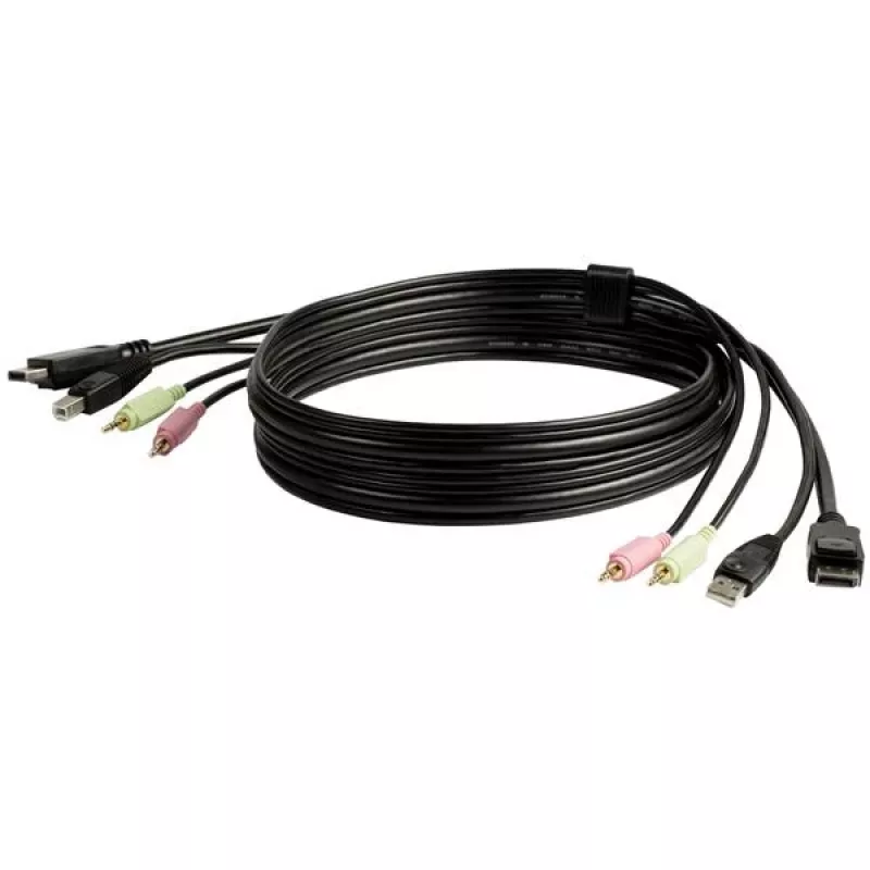 StarTech.com 6 pėdų 4-in-1 USB DisplayPort KVM komutatoriaus kabelis su garsu ir mikrofonu
