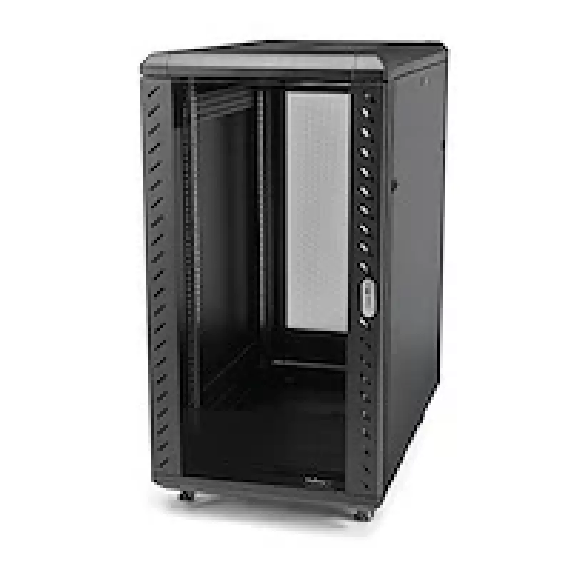 StarTech.com 4 stulpų 25U serverių spinta, užrakinama 19 colių duomenų spinta kompiuterinei/AV/IT įrangai, biuro/namų tinklo spinta su ratukais ir reguliuojamais montavimo bėgeliais