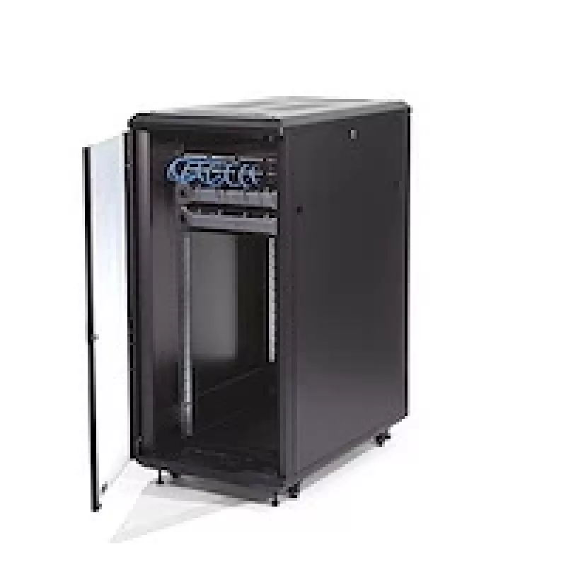 StarTech.com 4 stulpų 25U serverių spinta, užrakinama 19 colių duomenų spinta kompiuterinei/AV/IT įrangai, biuro/namų tinklo spinta su ratukais ir reguliuojamais montavimo bėgeliais