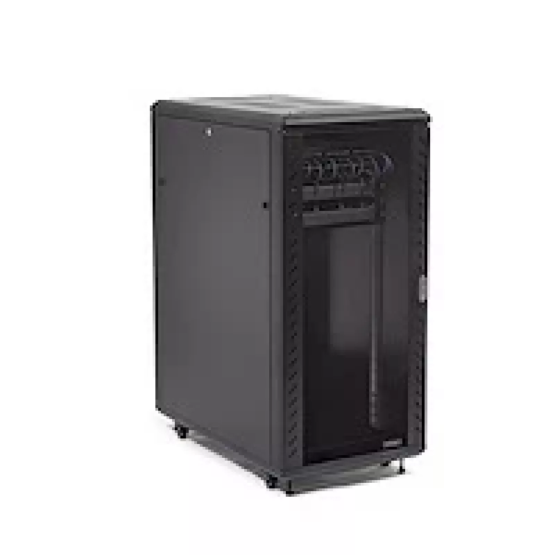 StarTech.com 4 stulpų 25U serverių spinta, užrakinama 19 colių duomenų spinta kompiuterinei/AV/IT įrangai, biuro/namų tinklo spinta su ratukais ir reguliuojamais montavimo bėgeliais