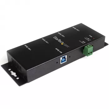 StarTech.com 4 prievadų pramoninis USB 3.0 šakotuvas su ESD apsauga~4 prievadų USB 3.0 šakotuvas - 5 Gbps - Metalinis pramoninis USB-A šakotuvas - Montuojamas ant sienos arba stalo USB duomenų šakotuvas - TAA reikalavimus atitinkantis USB plėtimo šakotuvas