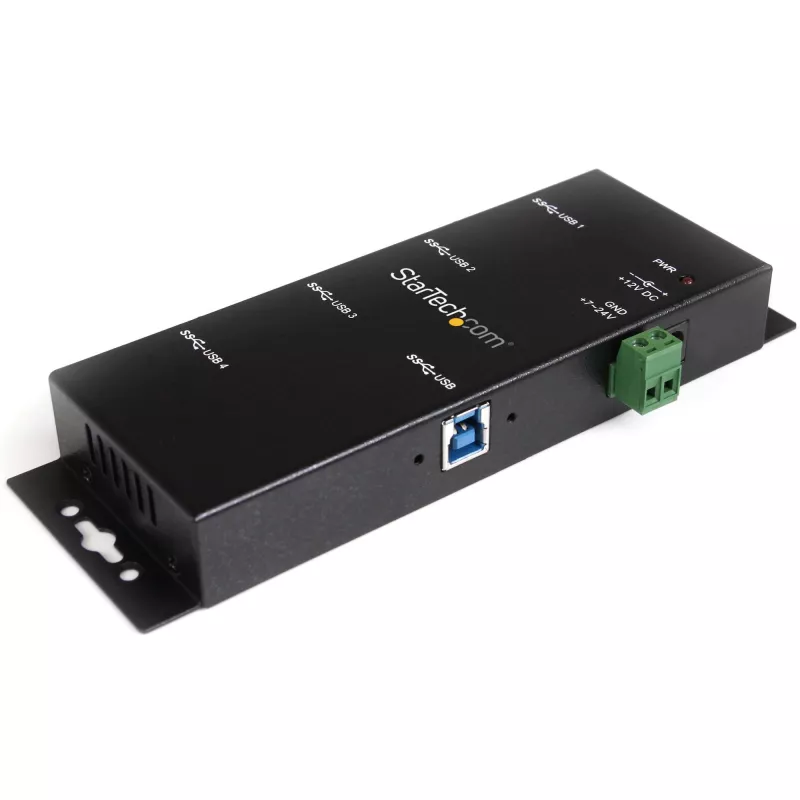 StarTech.com 4 prievadų pramoninis USB 3.0 šakotuvas su ESD apsauga~4 prievadų USB 3.0 šakotuvas - 5 Gbps - Metalinis pramoninis USB-A šakotuvas - Montuojamas ant sienos arba stalo USB duomenų šakotuvas - TAA reikalavimus atitinkantis USB plėtimo šakotuvas