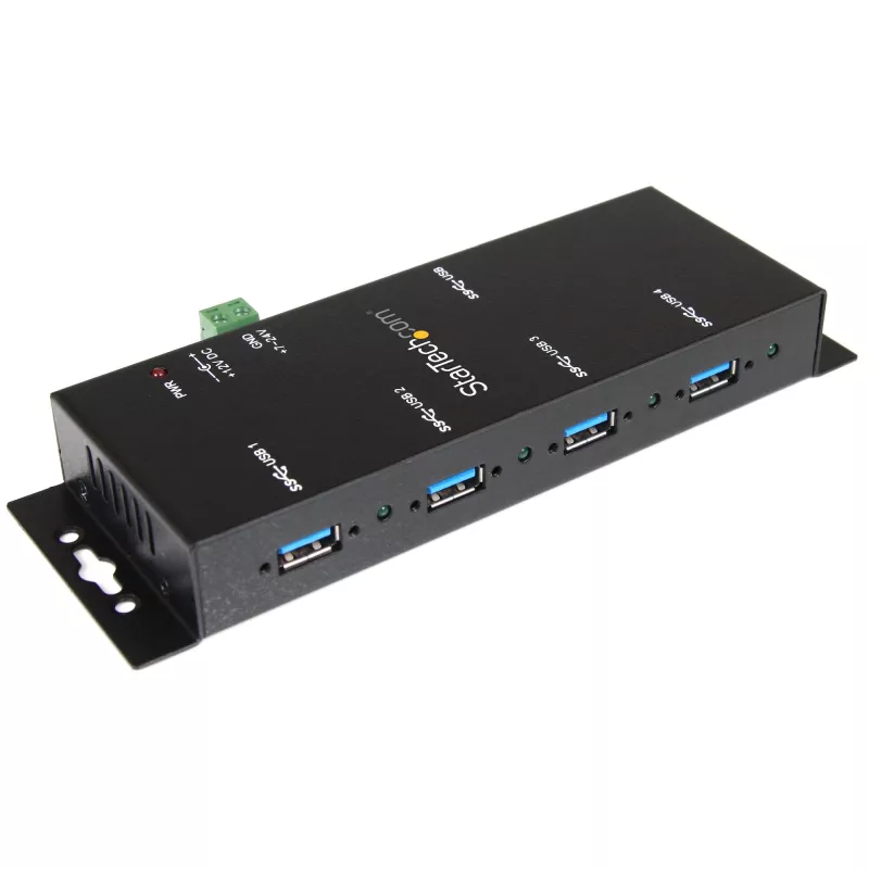 StarTech.com 4 prievadų pramoninis USB 3.0 šakotuvas su ESD apsauga~4 prievadų USB 3.0 šakotuvas - 5 Gbps - Metalinis pramoninis USB-A šakotuvas - Montuojamas ant sienos arba stalo USB duomenų šakotuvas - TAA reikalavimus atitinkantis USB plėtimo šakotuvas