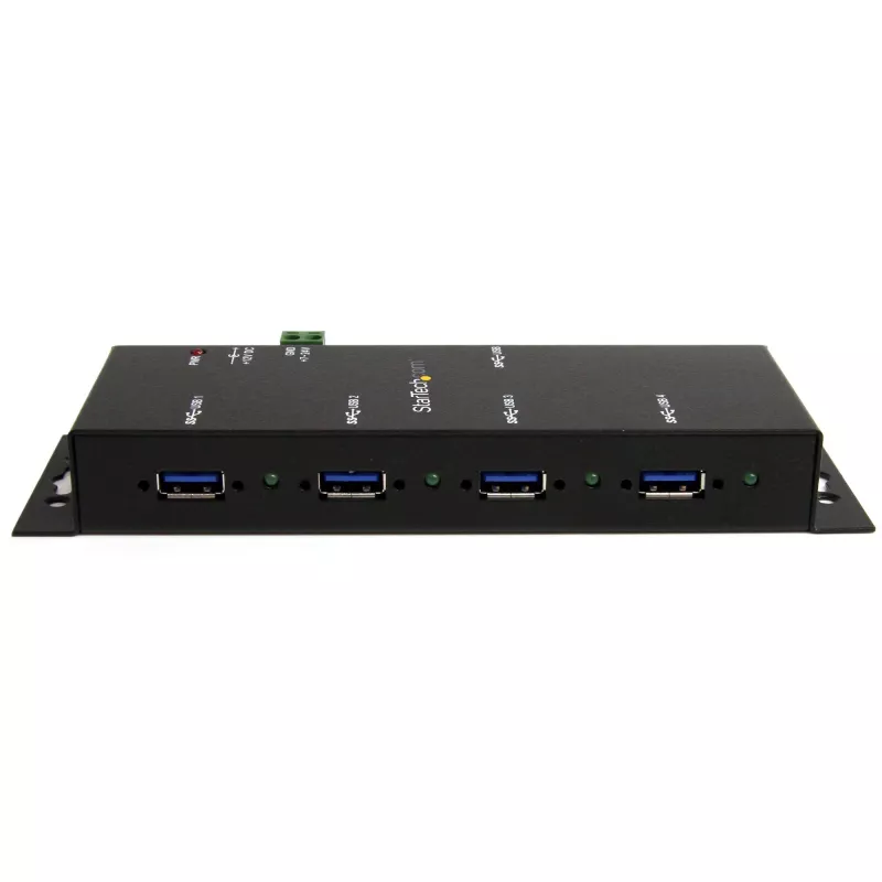 StarTech.com 4 prievadų pramoninis USB 3.0 šakotuvas su ESD apsauga~4 prievadų USB 3.0 šakotuvas - 5 Gbps - Metalinis pramoninis USB-A šakotuvas - Montuojamas ant sienos arba stalo USB duomenų šakotuvas - TAA reikalavimus atitinkantis USB plėtimo šakotuvas