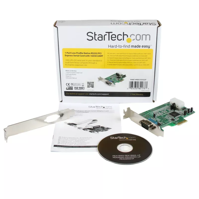 StarTech.com 1 prievado PCI Express RS232 nuoseklusis adapteris - PCIe RS232 nuoseklusis valdiklio kortelė - PCIe į nuoseklųjį DB9 - 16550 UART - Žemo profilio išplėtimo kortelė - Windows ir Linux