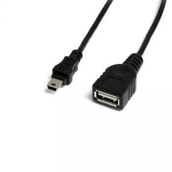 StarTech.com 1 pėdos Mini USB 2.0 laidas – USB A į Mini B kištukas/lizdas, 0,3 m, USB A, Mini-USB B, kištukas/lizdas, 0,48 Gbit/s, juodas