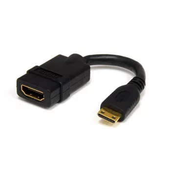 StarTech.com 5 colių Mini HDMI į HDMI adapteris – 4K didelės spartos HDMI adapteris – 4K 30 Hz Ultra HD didelės spartos HDMI adapteris – HDMI 1.4 – auksu dengtos jungtys – UHD Mini HDMI adapteris 4K – juodas