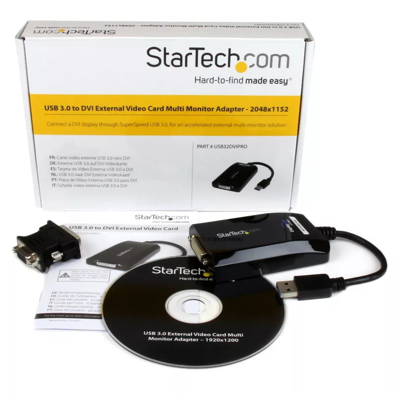 StarTech.com USB 3.0 į DVI / VGA adapteris – 2048x1152, 3.2 Gen 1 (3.1 Gen 1), USB Type-A, DVI išvestis, 2048 x 1152 pikselių