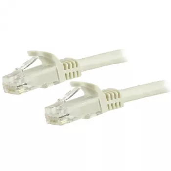 StarTech.com 15 m CAT6 eterneto kabelis – baltas CAT 6 Gigabit Ethernet laidas – 250 MHz 100 W PoE RJ45 UTP tinklo / komutacinis kabelis be užkliuvimų su įtempimo sumažinimu, individualiai išbandytas