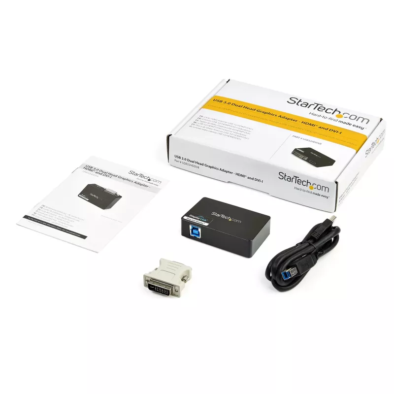 StarTech.com USB 3.0 į HDMI / DVI adapteris - 2048x1152, 3.2 Gen 1 (3.1 Gen 1), USB Type-B, DVI išvestis, HDMI išvestis, 2048 x 1152 pikseliai