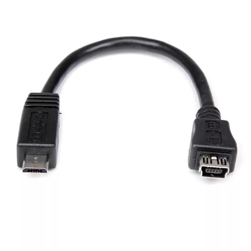 StarTech.com 6 colių Micro USB į Mini USB adapterio kabelis M/F, 0,15 m, Mini-USB B, Micro-USB A, kištukas/lizdas, juodas