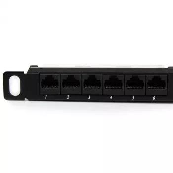 StarTech.com 24 prievadų 0,5U Cat5e pataisų skydelis - RJ45 eterneto montuojamas į stovą Cat 5e 110 pataisų skydelis