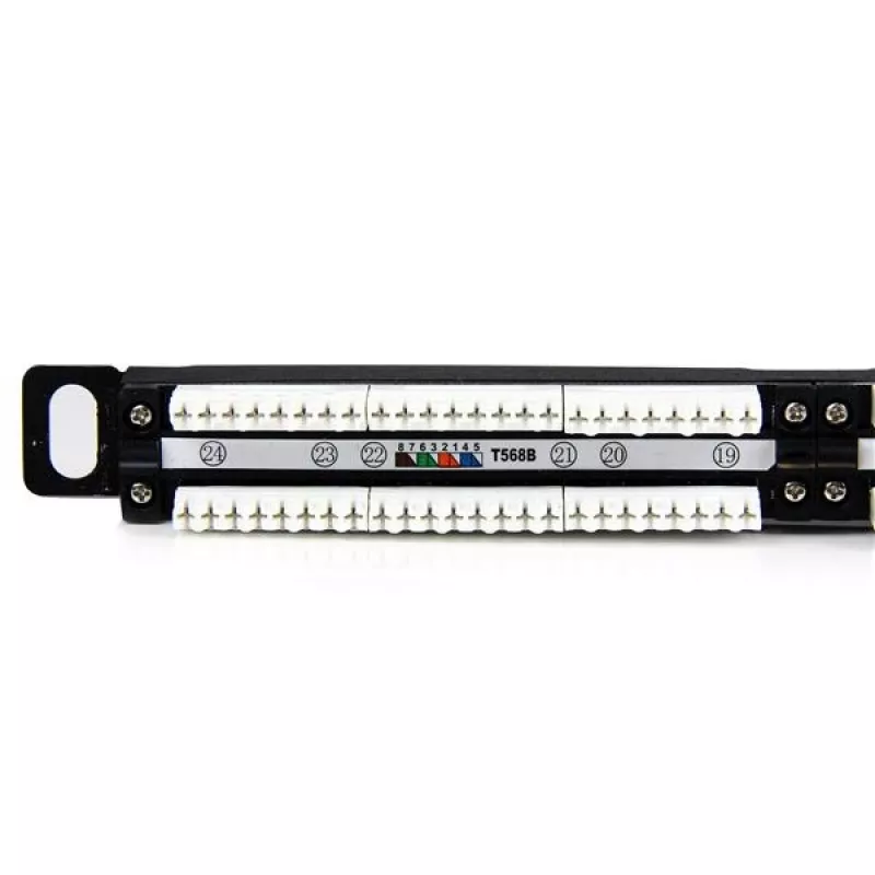 StarTech.com 24 prievadų 0,5U Cat5e pataisų skydelis - RJ45 eterneto montuojamas į stovą Cat 5e 110 pataisų skydelis