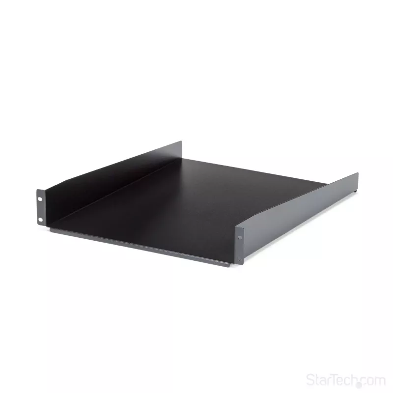 StarTech.com 2U serverio stovo lentyna - universali stovo tvirtinimo konsolinė lentyna 19 colių tinklo įrangos stovui ir spintai - tvirta plieninė – keliamoji galia 50 svarų / 23 kg - 22 colių gylio dėklas, juoda
