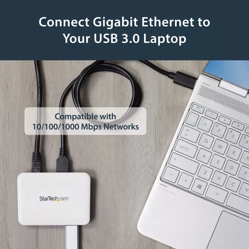 StarTech.com USB 3.0 prie Gigabit Ethernet NIC tinklo adapteris su 3 prievadų šakotuvu – balta