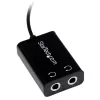 StarTech.com juodas plonas mini lizdo ausinių skirstytuvo laido adapteris - 3,5 mm kištukas į 2x 3,5 mm lizdus