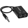 StarTech.com juodas plonas mini lizdo ausinių skirstytuvo laido adapteris - 3,5 mm kištukas į 2x 3,5 mm lizdus