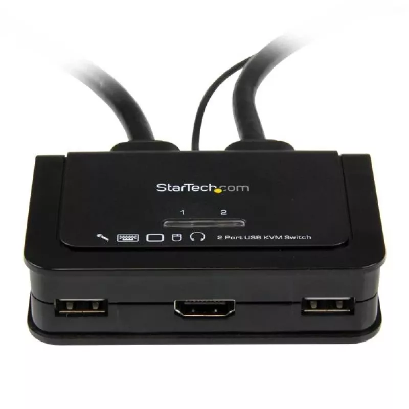 StarTech.com 2 prievadų USB HDMI kabelio KVM jungiklis su garsu ir nuotoliniu jungikliu – maitinamas USB