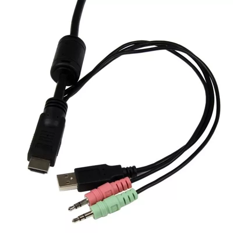 StarTech.com 2 prievadų USB HDMI kabelio KVM jungiklis su garsu ir nuotoliniu jungikliu – maitinamas USB