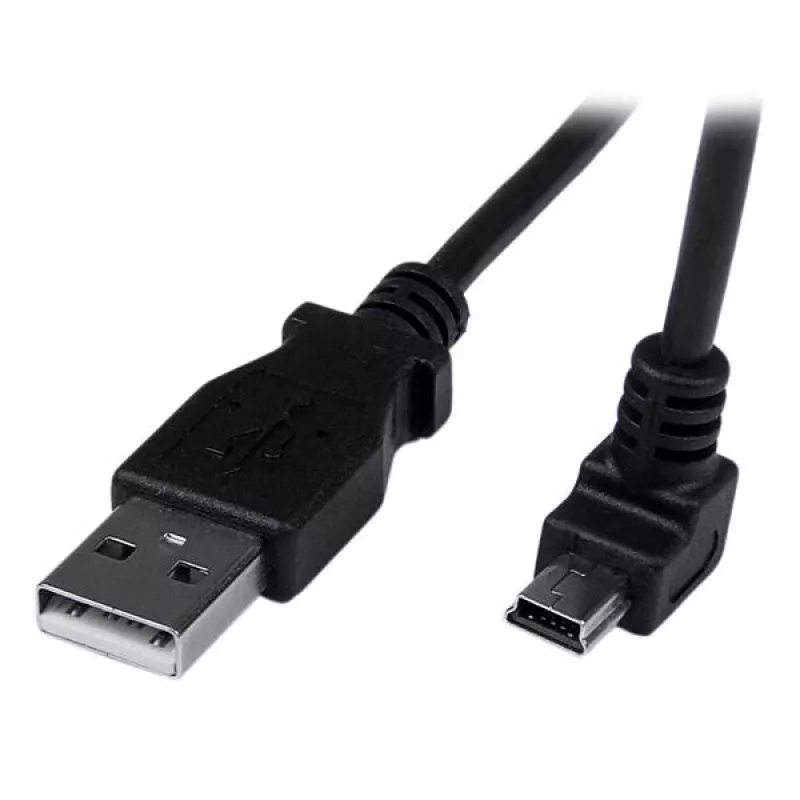StarTech.com 2 m Mini USB laidas – A į apatinį kampinį Mini B, 2 m, USB A, Mini-USB B, USB 2.0, 0,48 Gbit/s, juodas