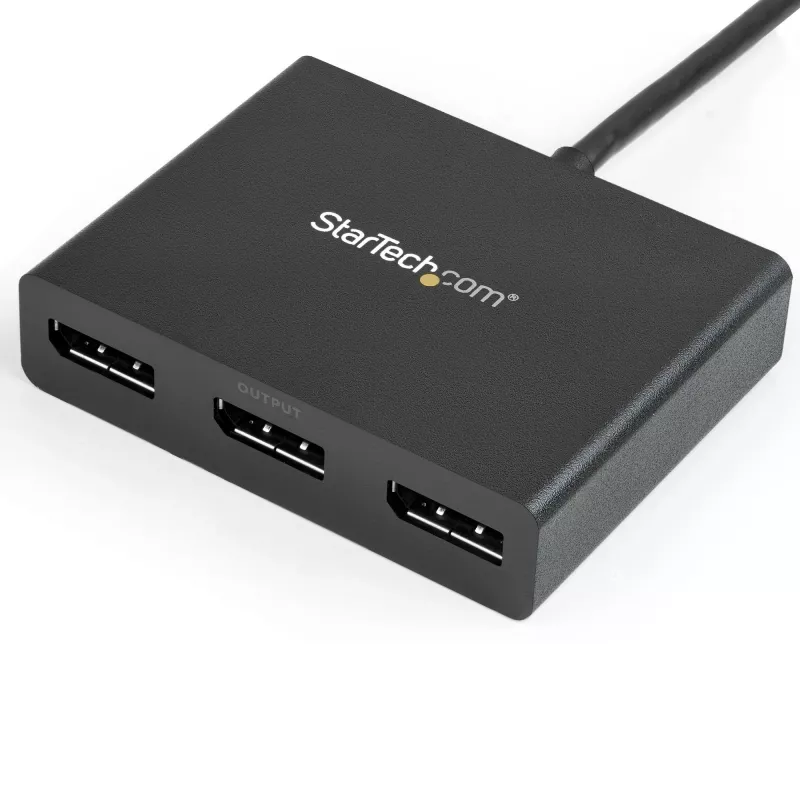 StarTech.com 3 prievadų kelių monitorių adapteris – Mini DisplayPort į DisplayPort MST šakotuvas, du 4K 30 Hz ir vienas 1080p – vaizdo skirstytuvas išplėstiniam darbalaukio režimui (tik Windows) – mDP 1.2 į 3x DP