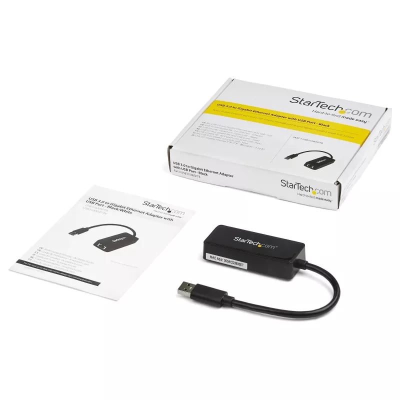 StarTech.com USB 3.0 į Gigabit Ethernet adapteris NIC su USB prievadu - juodas