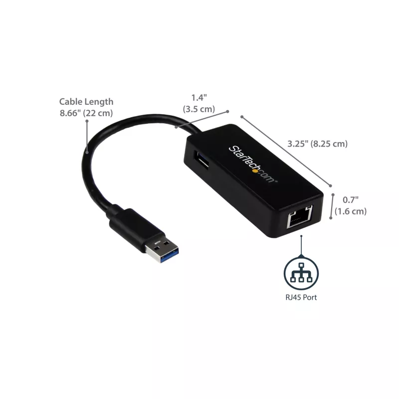 StarTech.com USB 3.0 į Gigabit Ethernet adapteris NIC su USB prievadu - juodas