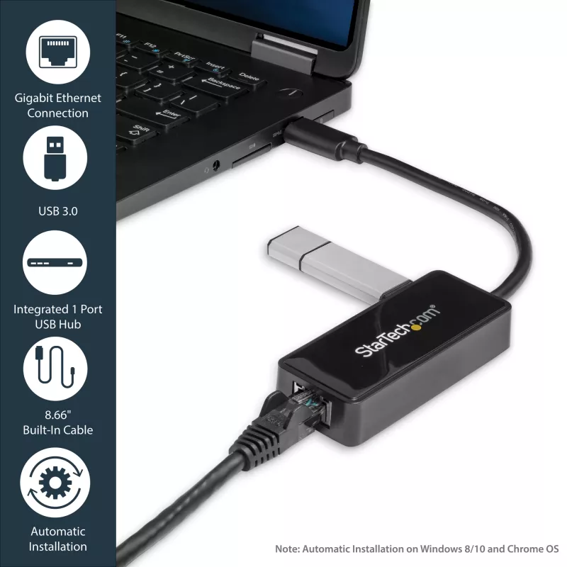 StarTech.com USB 3.0 į Gigabit Ethernet adapteris NIC su USB prievadu - juodas