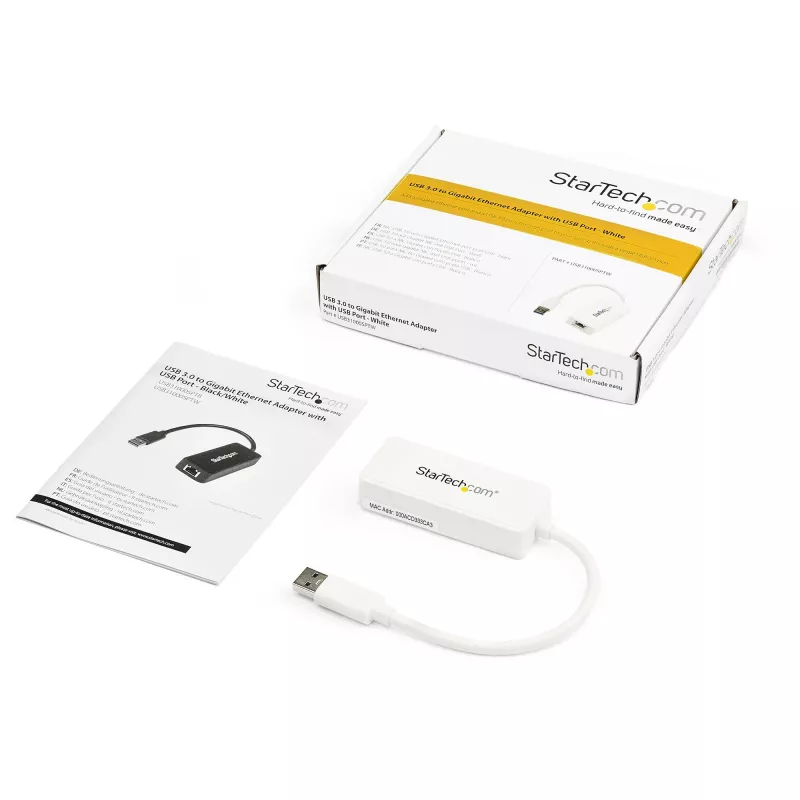 StarTech.com USB 3.0 prie Gigabitinio eterneto tinklo adapteris su USB prievadu – baltas