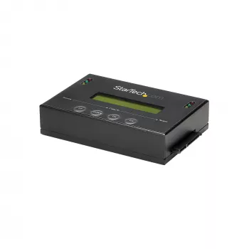 StarTech.com 1:1 autonominis standžiųjų diskų kopijuoklis ir trintuvas, SATA HDD/SSD disko klonavimo ir trynimo įrenginys, LCD ekranas, atitinka TAA, nepriklauso nuo OS