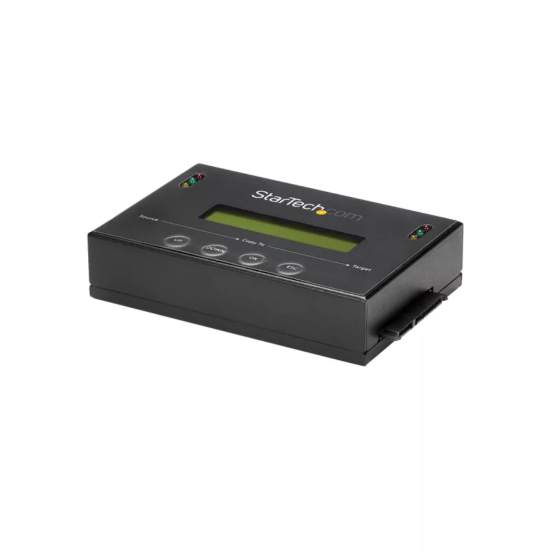 StarTech.com 1:1 autonominis standžiųjų diskų kopijuoklis ir trintuvas, SATA HDD/SSD disko klonavimo ir trynimo įrenginys, LCD ekranas, atitinka TAA, nepriklauso nuo OS