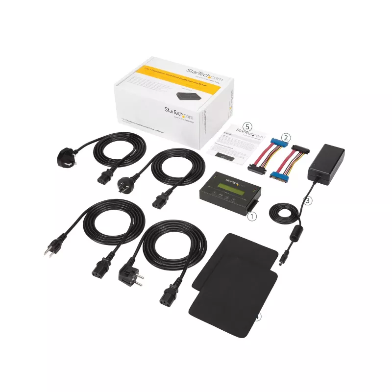 StarTech.com 1:1 autonominis standžiųjų diskų kopijuoklis ir trintuvas, SATA HDD/SSD disko klonavimo ir trynimo įrenginys, LCD ekranas, atitinka TAA, nepriklauso nuo OS