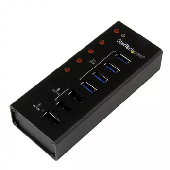 “StarTech.com” 4 prievadų USB 3.0 šakotuvas su 3 specialiais USB įkrovimo prievadais (2 x 1A ir 1 x 2A) – prie sienos tvirtinamas metalinis korpusas~4 prievadų USB 3.0 šakotuvas (5 Gbps) su 3 specialiais USB įkrovimo prievadais (2 x 1A ir 1 x 2A) – prie sienos tvirtinamas metalinis korpusas