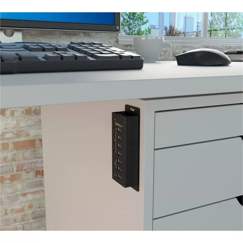“StarTech.com” 4 prievadų USB 3.0 šakotuvas su 3 specialiais USB įkrovimo prievadais (2 x 1A ir 1 x 2A) – prie sienos tvirtinamas metalinis korpusas~4 prievadų USB 3.0 šakotuvas (5 Gbps) su 3 specialiais USB įkrovimo prievadais (2 x 1A ir 1 x 2A) – prie sienos tvirtinamas metalinis korpusas