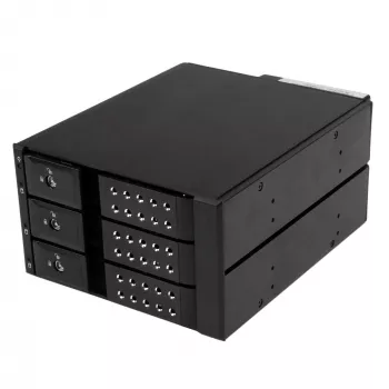 StarTech.com 3 vietų aliuminio nepadėklinė karšto keitimo mobili dėtuvė galinė plokštė 3,5 inch SAS II / SATA III – 6 Gbps kietiesiems diskams