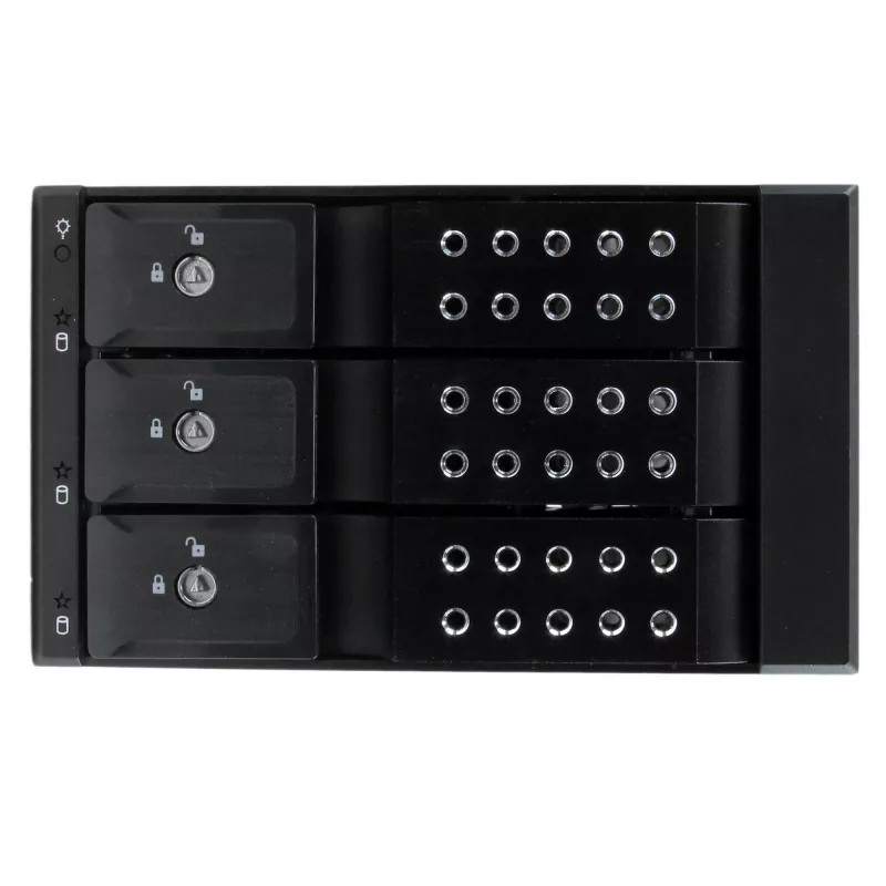 StarTech.com 3 vietų aliuminio nepadėklinė karšto keitimo mobili dėtuvė galinė plokštė 3,5 inch SAS II / SATA III – 6 Gbps kietiesiems diskams