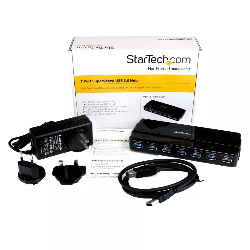 StarTech.com 7 prievadų USB 3.0 šakotuvas – Stalinis ~ 7 prievadų USB 3.0 šakotuvas (5 Gbps) – Stalinis