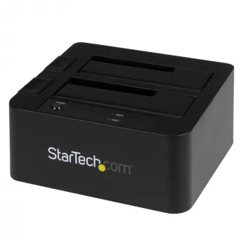 StarTech.com dviejų lizdų USB 3.0 / eSATA į SATA standžiųjų diskų dokinė stotelė, USB standžiųjų diskų dokas, išorinė 2,5/3,5 colių SATA I/II/III SSD/HDD dokinė stotelė, karšto keitimo standžiųjų diskų lizdai, viršuje įkraunama
