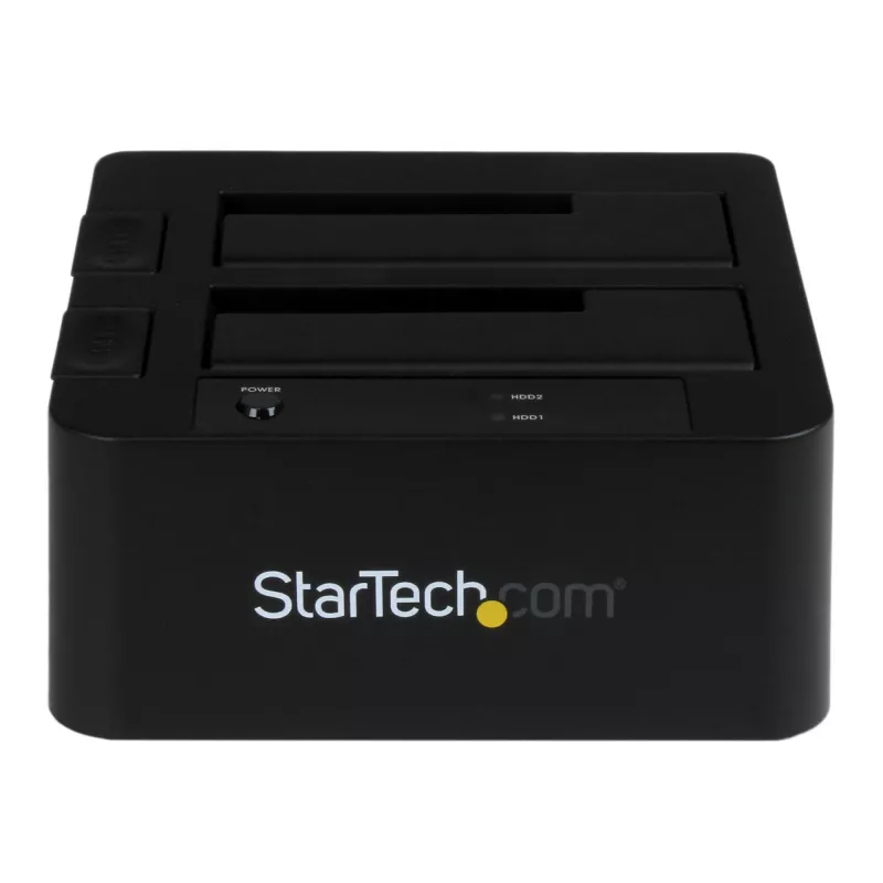 StarTech.com dviejų lizdų USB 3.0 / eSATA į SATA standžiųjų diskų dokinė stotelė, USB standžiųjų diskų dokas, išorinė 2,5/3,5 colių SATA I/II/III SSD/HDD dokinė stotelė, karšto keitimo standžiųjų diskų lizdai, viršuje įkraunama