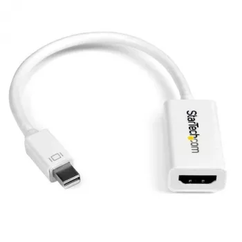 StarTech.com Mini DisplayPort į HDMI adapteris – aktyvus mDP į HDMI vaizdo keitiklis – 4K 30 Hz – Mini DP arba Thunderbolt 1/2 Mac/PC prie HDMI monitoriaus/TV/ekrano – mDP 1.2 į HDMI adapterio laidas – baltas
