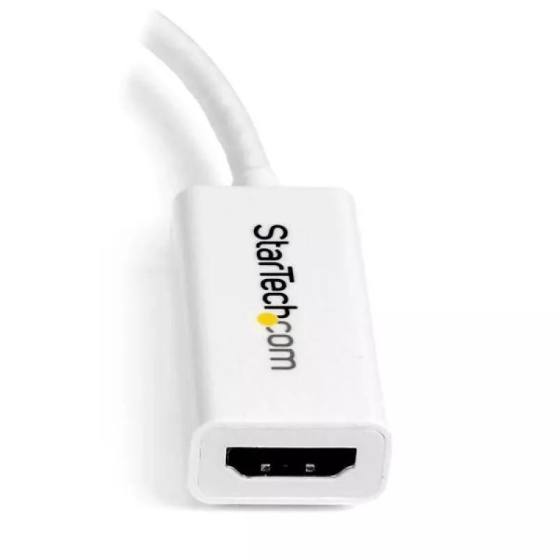StarTech.com Mini DisplayPort į HDMI adapteris – aktyvus mDP į HDMI vaizdo keitiklis – 4K 30 Hz – Mini DP arba Thunderbolt 1/2 Mac/PC prie HDMI monitoriaus/TV/ekrano – mDP 1.2 į HDMI adapterio laidas – baltas