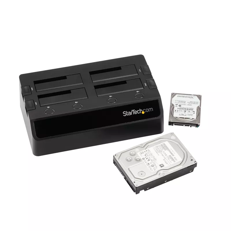 StarTech.com 4 vietų USB 3.0 – SATA standžiųjų diskų prijungimo stotelė, USB standžiųjų diskų dokas, išorinė 2,5/3,5 col. SATA III SSD/HDD prijungimo stotelė, karšto keitimo diskų vieta, viršutinio įkrovimo