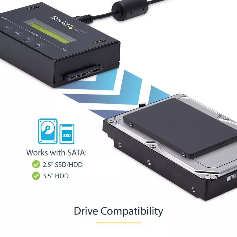 StarTech.com 1:1 Standalone Hard Drive Duplicator su Disk Image Manager For Backup and Restore, Store Several Disk Images on one 2.5/3.5 inch SATA Drive, HDD/SSD Cloner, No PC Required