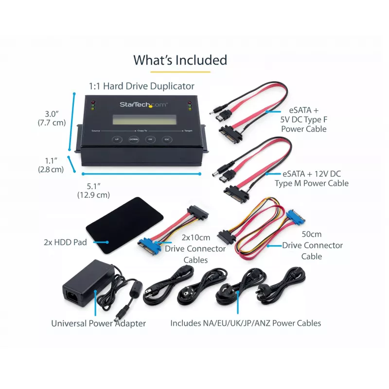 StarTech.com 1:1 Standalone Hard Drive Duplicator su Disk Image Manager For Backup and Restore, Store Several Disk Images on one 2.5/3.5 inch SATA Drive, HDD/SSD Cloner, No PC Required
