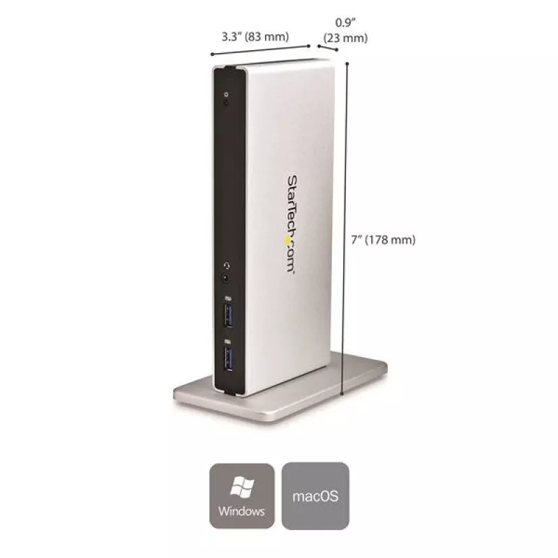 StarTech.com dviejų monitorių USB 3.0 dokas su DVI ir vertikaliu stovu