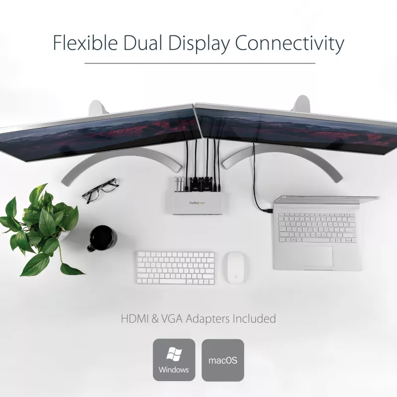 StarTech.com dviejų monitorių USB 3.0 dokas su DVI ir vertikaliu stovu