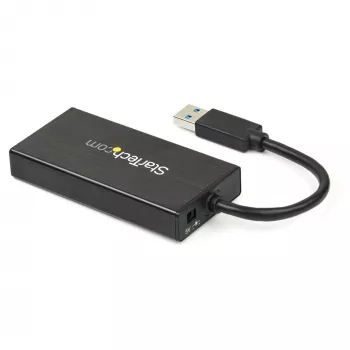 StarTech.com 3 prievadų nešiojamas USB 3.0 šakotuvas su Gigabit Ethernet – aliuminis su integruotu kabeliu