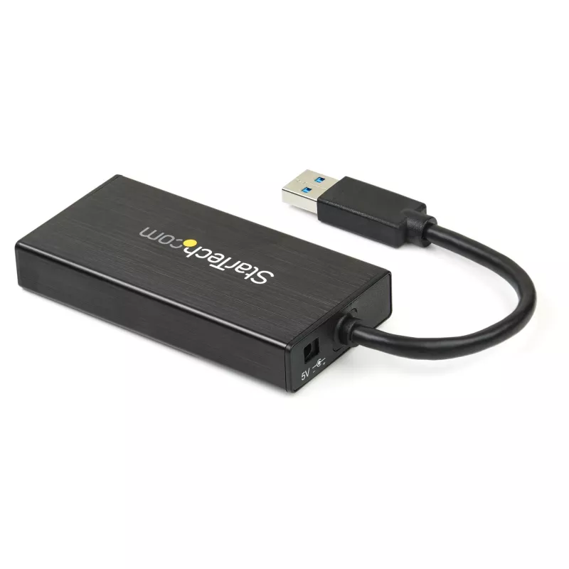 StarTech.com 3 prievadų nešiojamas USB 3.0 šakotuvas su Gigabit Ethernet – aliuminis su integruotu kabeliu